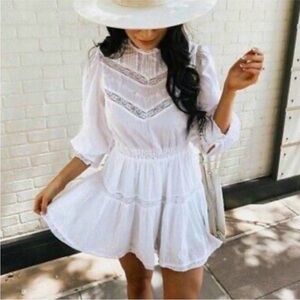 Love Shack Fancy x Target Talulah Lace Pintuck Yoke Mini‎ Dress NEW Sz 2X White